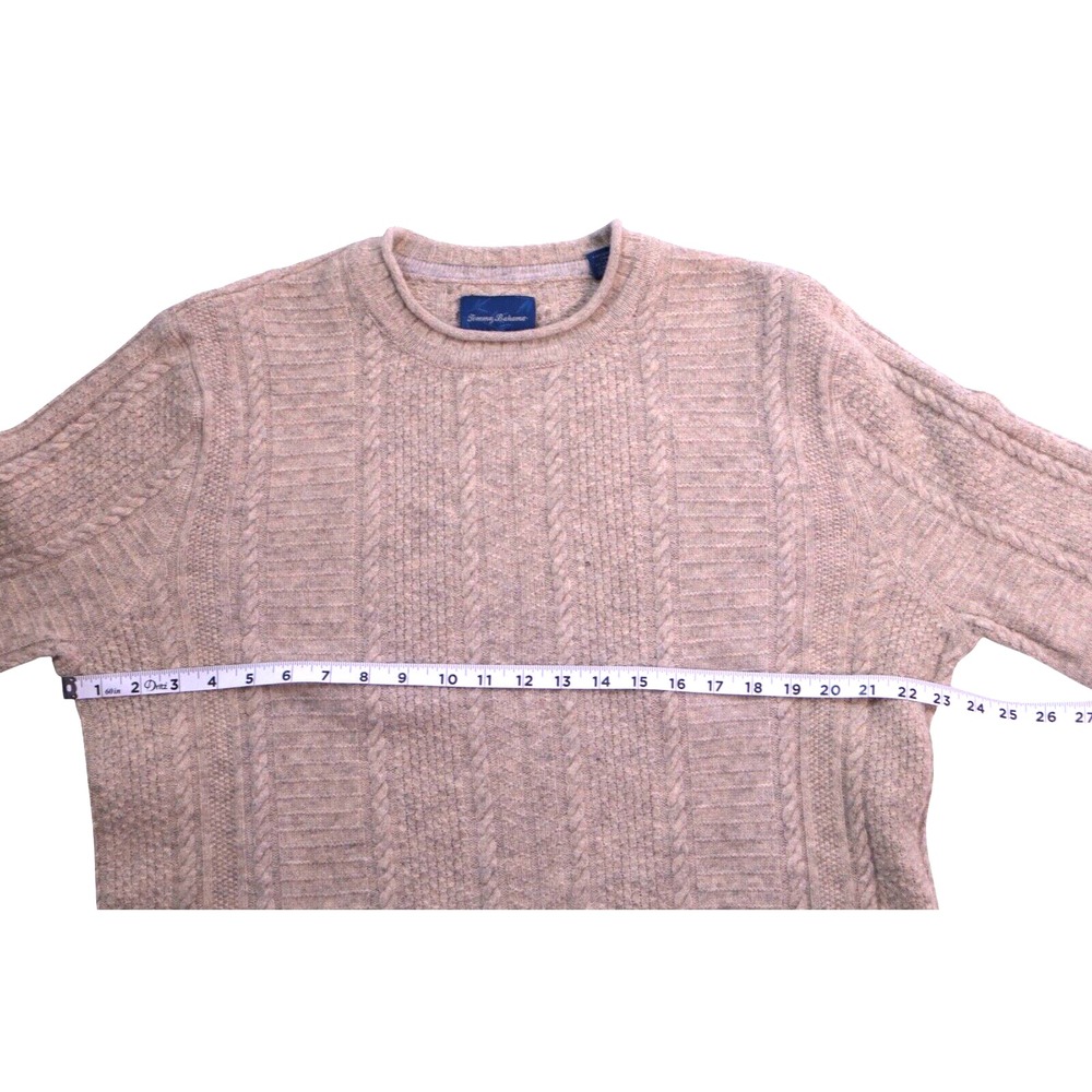 Tommy‎ Bahama Men's XL Brown Lambs Wool Blend Sweater Grandpa Sweater Fisherman - Picture 8 of 8